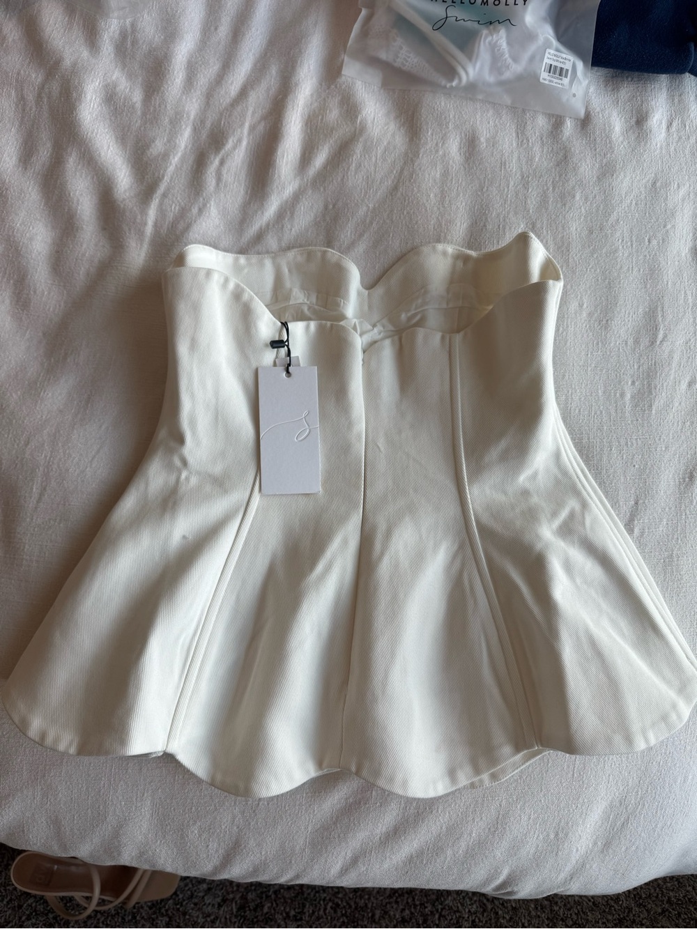 HELLO MOLLY DEWDROP DREAMS STRAPLESS TOP WHITE - M - Picture 4 of 4